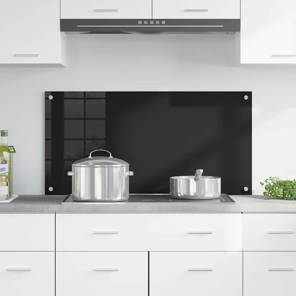 Keittiön suojapaneeli Musta 100 x 50 cm karkaistu lasi