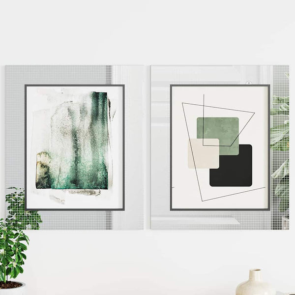 Peilimosaikkilaatta Geometrinen 3 kpl Hopea 100 x 4 cm Lasi