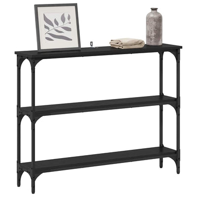 Musta tammi konsolipöytä hyllyllä Ofelina 100x22.5x75cm