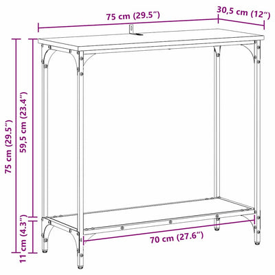 Musta tammi konsolipöytä Dinvale 75x30.5x75cm (puinen)