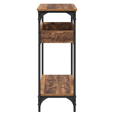 Konsolipöytä hyllyllä Moreui 100x29x75cm (vanha puu, puinen)