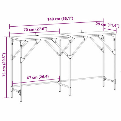 Musta tammi konsolipöytä Mantii 140x29x75cm (puinen)