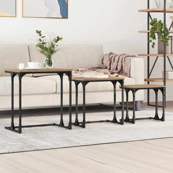 Pesäpöytä 3 kpl artesaani tammi 50.5 x 35 x 53 cm Tekninen puu