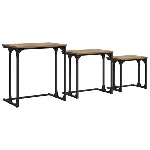 Pesäpöytä 3 kpl artesaani tammi 50.5 x 35 x 53 cm Tekninen puu