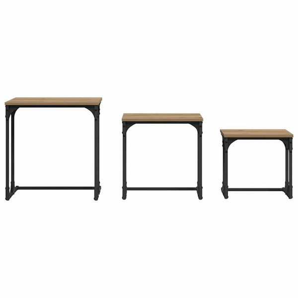 Pesäpöytä 3 kpl artesaani tammi 50.5 x 35 x 53 cm Tekninen puu