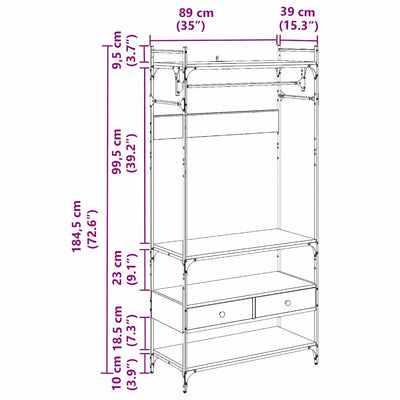 Musta tammi vaatekaappi Hristia 89x39x184.5cm (puinen)