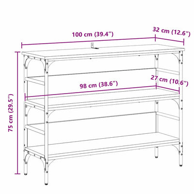 Musta tammi konsolipöytä hyllyllä Domi 100x32x75cm (puinen)
