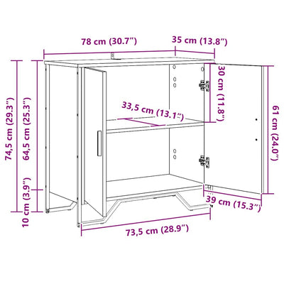 Musta sivupöytä Ariandi 78x35.5x74.5cm (puinen)