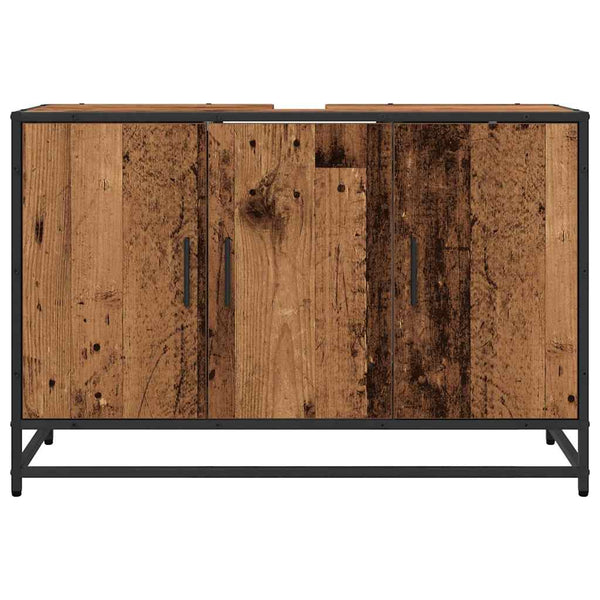 Kylpyhuoneen allaskaappi Vanha puu 90 x 33 x 60 cm Tekninen puu