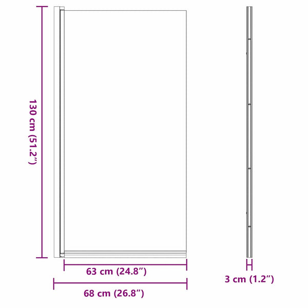 Kylpy suihkuverho Musta 68 x 130 cm Karkaistu lasi