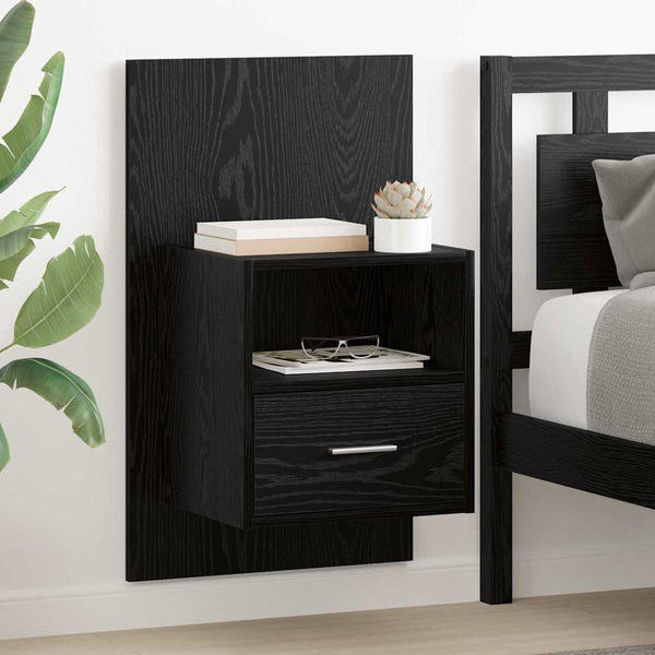 Musta tammi sängynkaappi 2 kpl 48.5 x 32.5 x 80 cm Tekninen puu