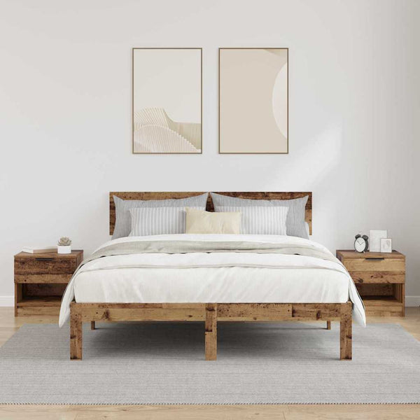 Sängynkaappi 2 kpl Vanha puu 40 x 39 x 40 cm Tekninen puu