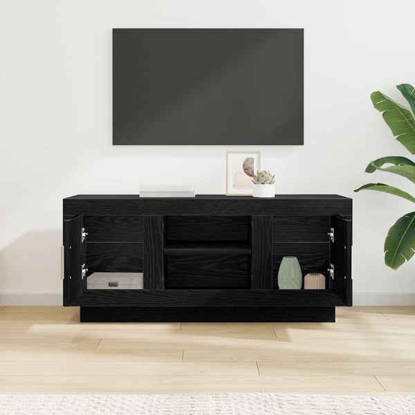 TV-kaappi, musta tammi. Tekninen puu, mitat 102 x 35 x 45 cm.