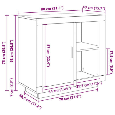 Artesaani tammi sivupöytä Padurel 40x80x75cm (puinen)
