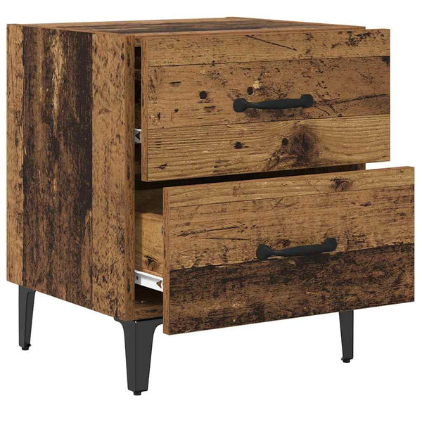 2 kappaleen sängynkaappi vanhasta puusta 40 x 35 x 47.5 cm Tekninen puu