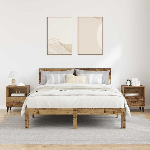 Yöpöytäkaappi 2 pcs Vanha puu 40 x 35 x 47.5 cm Tekninen puu