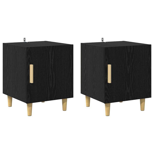Yöpöytäkaappi 2 pcs Musta tammi. 40 x 40 x 50 cm Tekninen puu