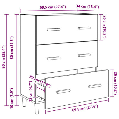 Artesaani tammi sivupöytä Debbio 34x69.5x90cm (puinen)