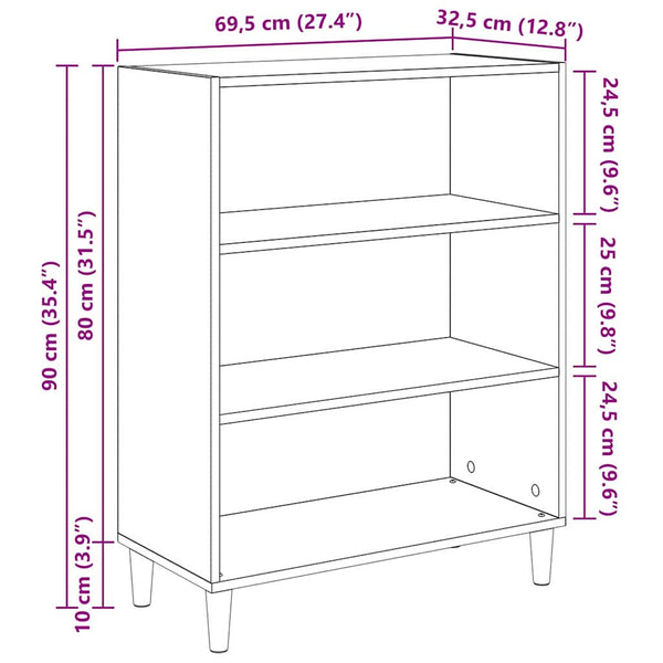 Sivupöytä Vanha puu 69,5 x 32,5 x 90 cm Tekninen puu