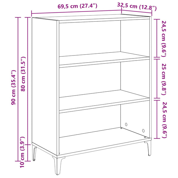 Sivupöytä Vanha puu 69,5 x 32,5 x 90 cm Tekninen puu