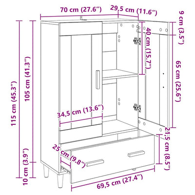 Korkea kaappi Musta tammi. 70 x 31 x 115 cm Tekninen puu