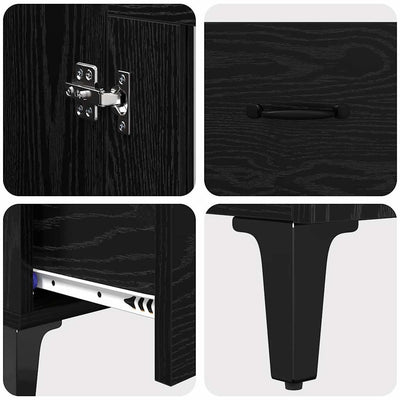 Korkea kaappi laatikon kanssa Musta tammi. 70 x 31 x 115 cm