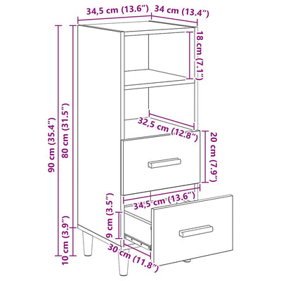Artesaani tammi sivupöytä Wihad 34x34.5x90cm (puinen)