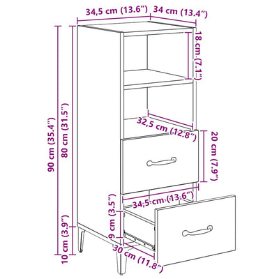 Musta tammi sivupöytä Nichiforel 34x34.5x90cm (puinen)