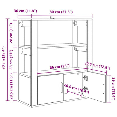 Musta tammi sivupöytä Valere 30x80x90cm (puinen)