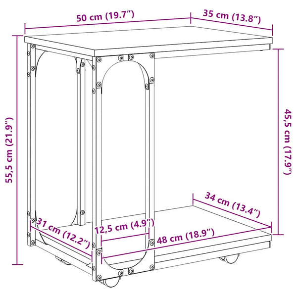 Sivupöytä hyllyllä Musta tammi. 50 x 35 x 55.5 cm Tekninen puu