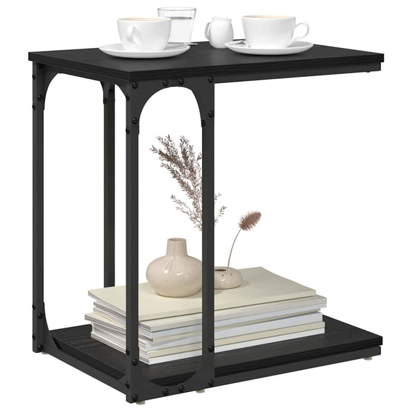 Sivupöytä hyllyllä Musta tammi. 50 x 35 x 52 cm Tekninen puu