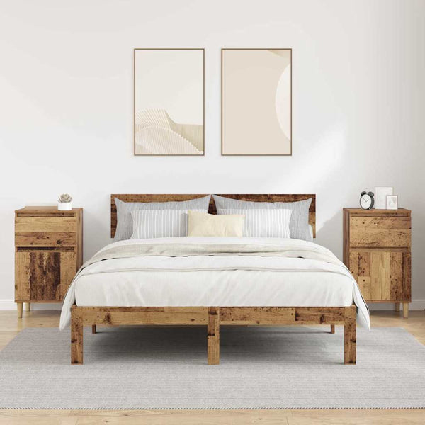 Yöpöytäkaappi 2 pcs Vanha puu 40 x 35 x 70 cm Tekninen puu