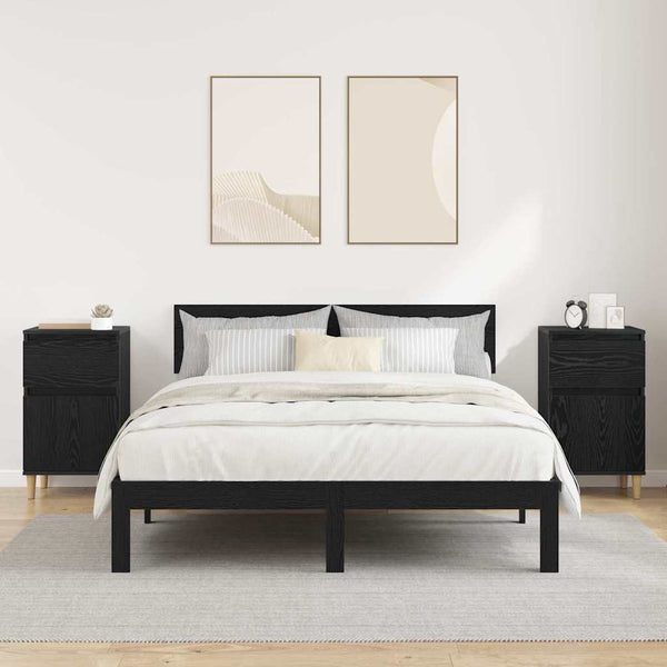 Yöpöytäkaappi 2 pcs Musta tammi. 40 x 35 x 70 cm Tekninen puu