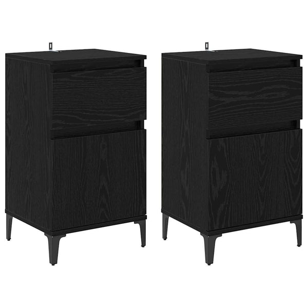 Yöpöytäkaappi 2 pcs Musta tammi 40 x 35 x 70 cm Tekninen puu