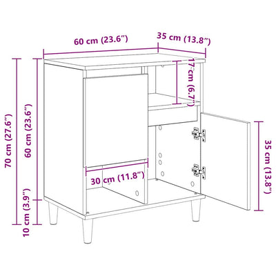 Musta tammi sivupöytä Zevedei 35x60x70cm (puinen)