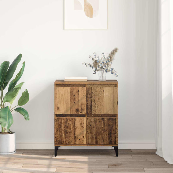 Sivupöytä Vanha Puu 60 x 35 x 70 cm Hienosahattu puu ja rauta