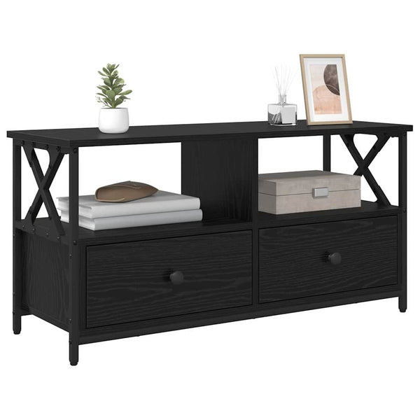 TV-kaappi Musta tammi. 90 x 33 x 45 cm Kehitetty puu ja teräs