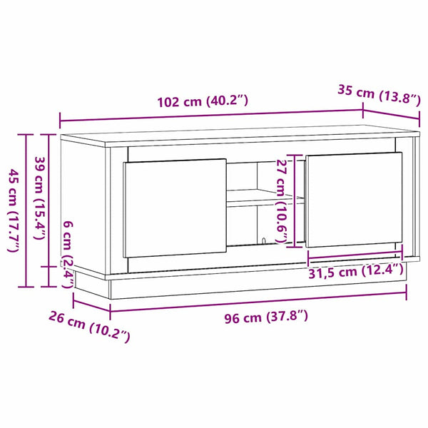 Vanha Puu TV-kaappi 102 x 35 x 45 cm Tekninen puu