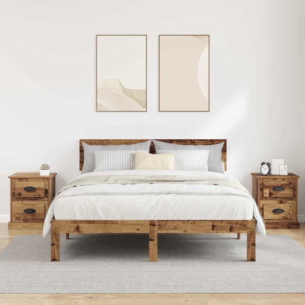 Yöpöytäkaappi 2 pcs Vanha puu 39 x 39 x 47.5 cm Tekninen puu