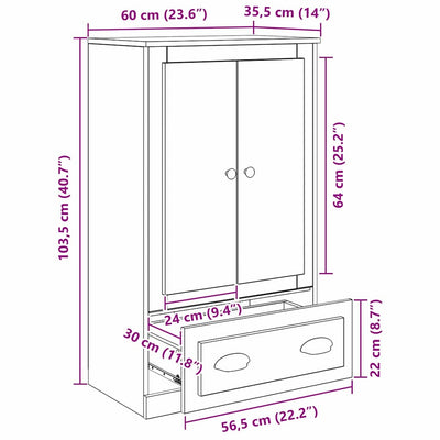 Korkea kaappi Musta tammi. 60 x 35,5 x 103,5 cm Tekninen puu
