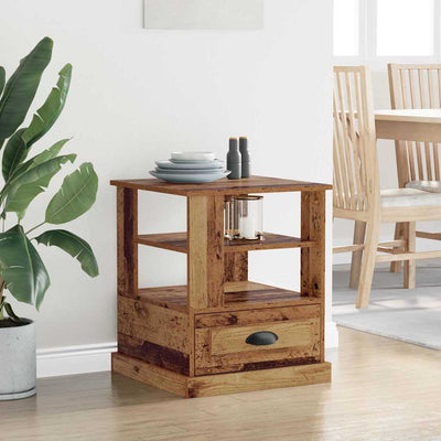 Vanha puu yöpöytäkaappi hyllyllä Delius 50x50x60cm (puinen)