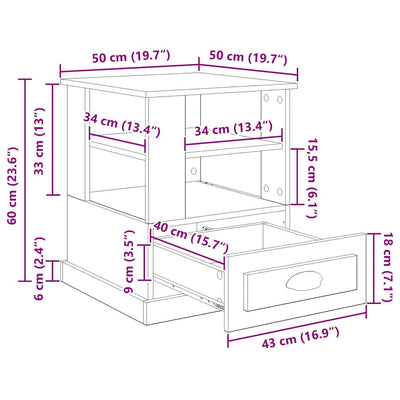 Artesaani tammi yöpöytäkaappi Sandelu 50x50x60cm (puinen)