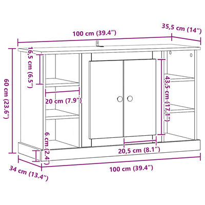 Sivupöytä Musta tammi. 100 x 35,5 x 60 cm Tekninen puu