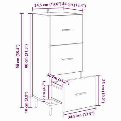 Artesaani tammi sivupöytä Eucen 34x34.5x90cm (puinen)