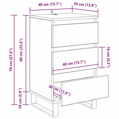 Sivupöytä laatikon kanssa artesaani tammi Tekninen puu