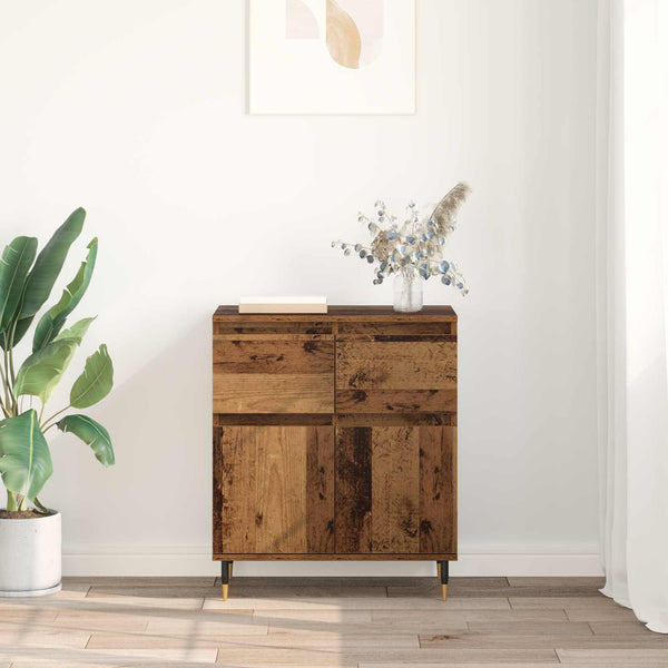 Sivupöytä Vanha Puu 60 x 35 x 70 cm Hienosahattu puu ja rauta