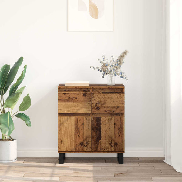 Sivupöytä Vanha Puu 60 x 35 x 70 cm Hienosahattu puu ja rauta