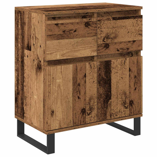 Sivupöytä Vanha Puu 60 x 35 x 70 cm Hienosahattu puu ja rauta