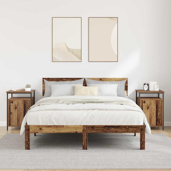 Yöpöytäkaappi 2 pcs Vanha puu 40 x 42 x 60cm Tekninen puu