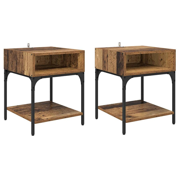 Yöpöytä 2 pcs Vanha puu 40 x 40 x 50 cm Tekninen puu